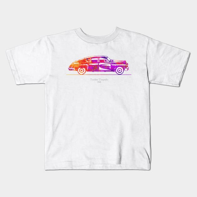 Tucker Torpedo 1948 - Colorful Watercolor Kids T-Shirt by SPJE Illustration Photography